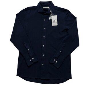 Collars & Co Shirt Mens Size M Long Sleeve Button Luxury Pique Cotton Blue NEW